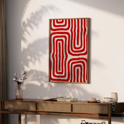 Premium Poster of Abstract Red and White Geometric Pattern Art Posters
