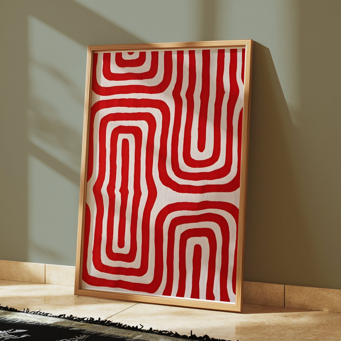 Premium Poster of Abstract Red and White Geometric Pattern Art Posters