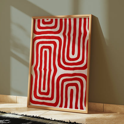 Premium Poster of Abstract Red and White Geometric Pattern Art Posters