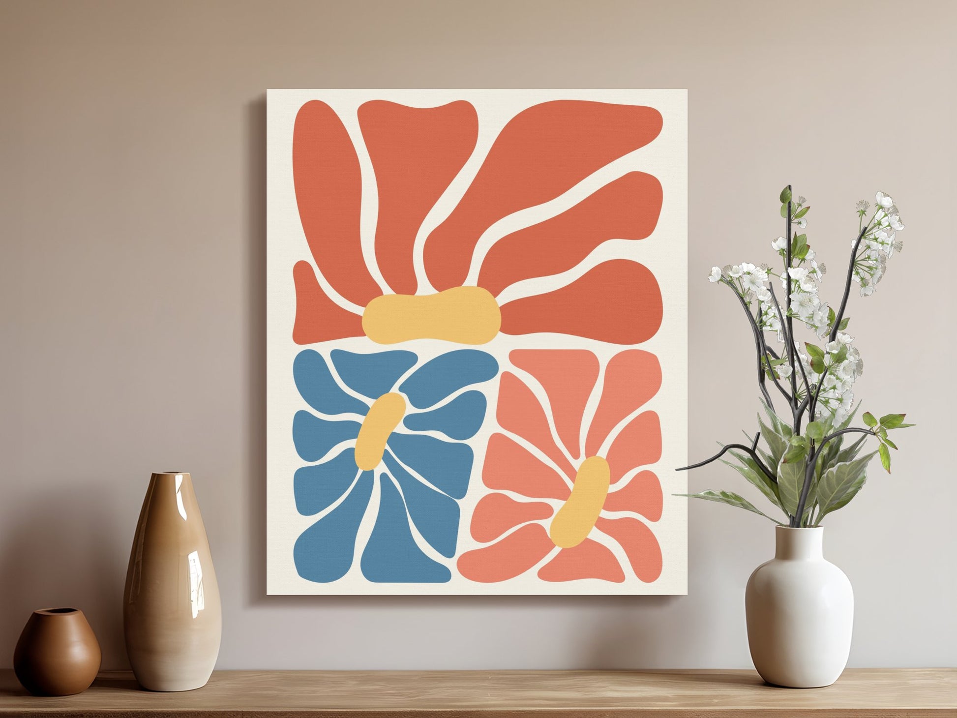 Premium Poster of Abstract Vibrant Flower Print On Canvas Wraps