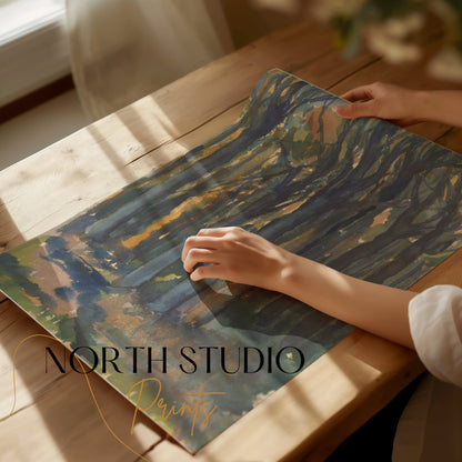 Premium Poster of Abstract Woodland Forest Sunlight Landscape Posters