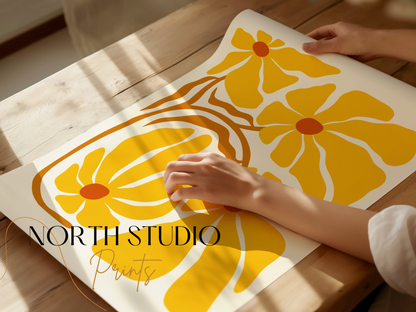 Premium Poster of Abstract Yellow Floral Artistic Wall Decor Posters