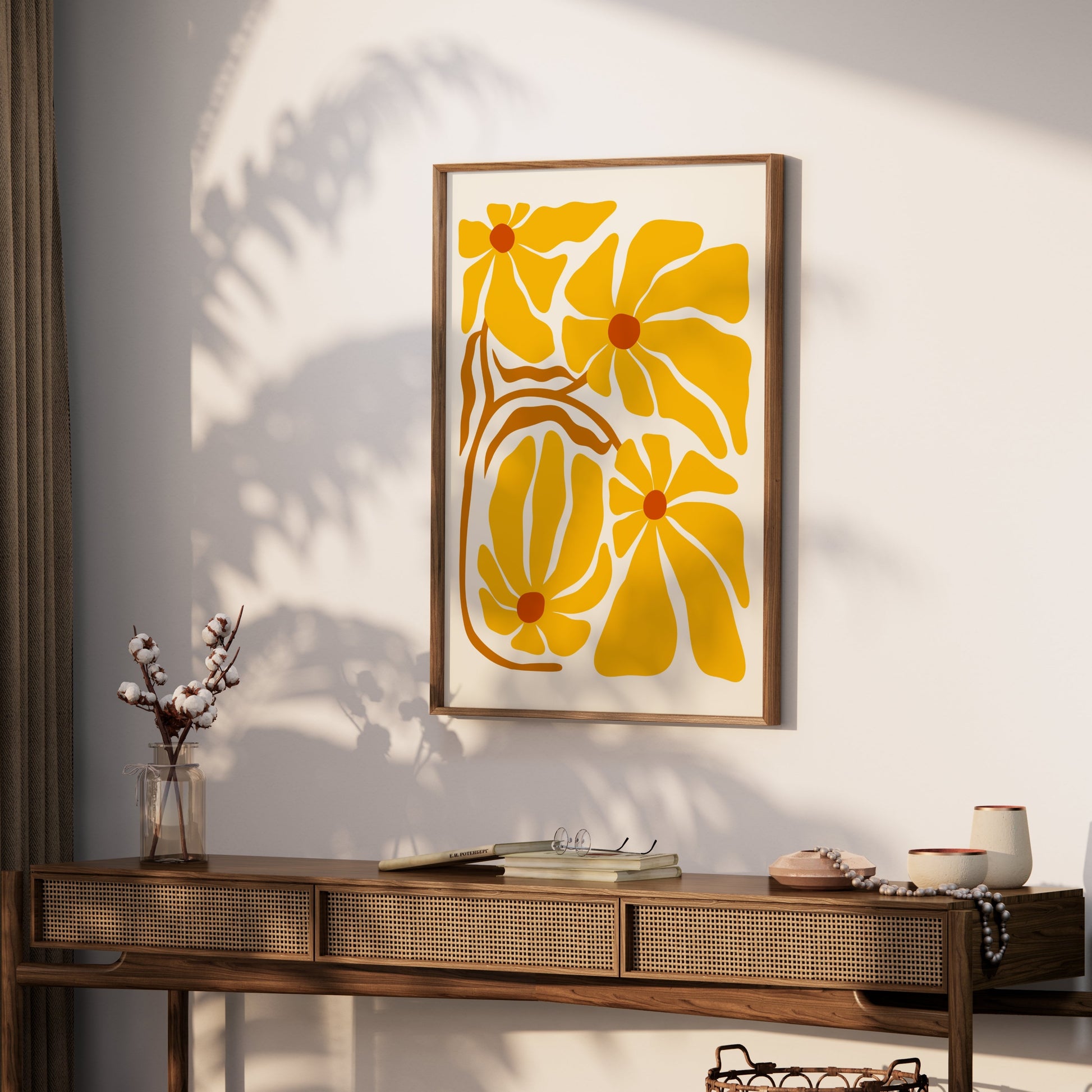 Premium Poster of Abstract Yellow Floral Artistic Wall Decor Posters