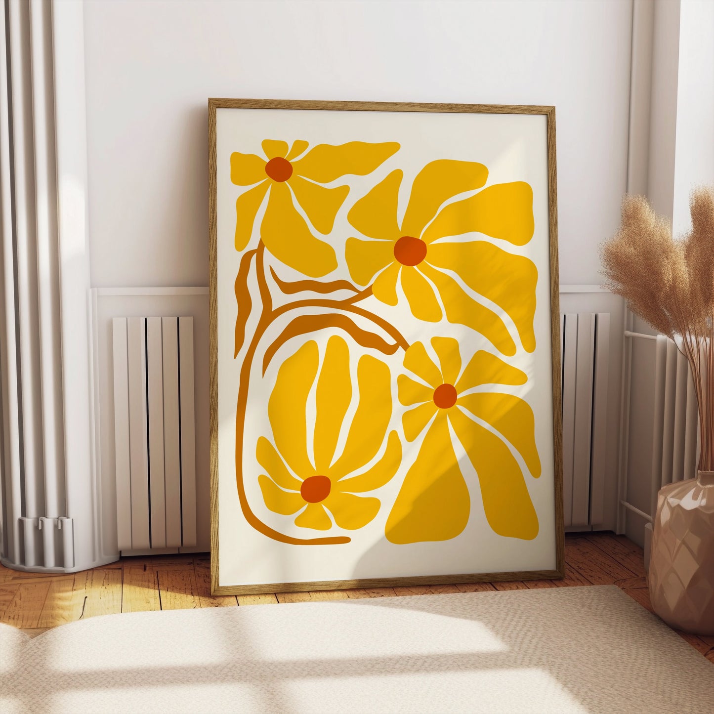 Premium Poster of Abstract Yellow Floral Artistic Wall Decor Posters