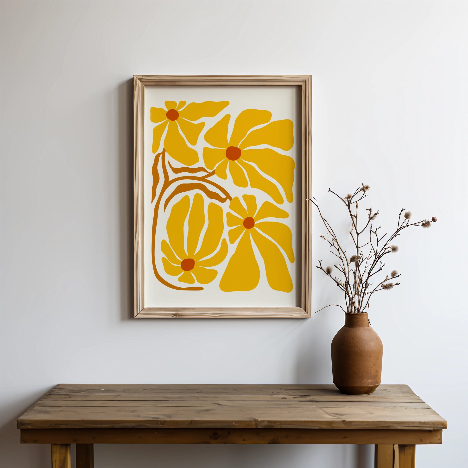 Premium Poster of Abstract Yellow Floral Artistic Wall Decor Posters