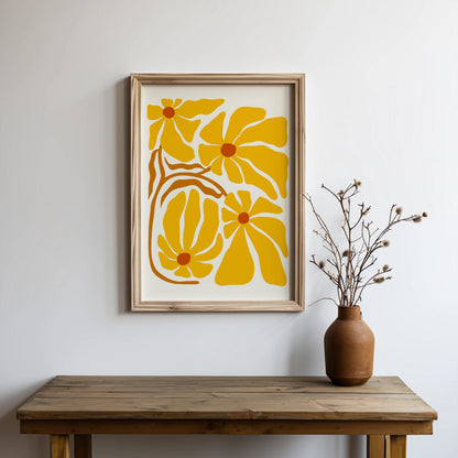 Premium Poster of Abstract Yellow Floral Artistic Wall Decor Posters