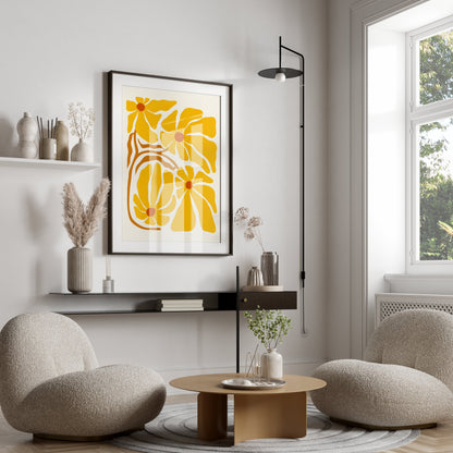 Premium Poster of Abstract Yellow Floral Artistic Wall Decor Posters