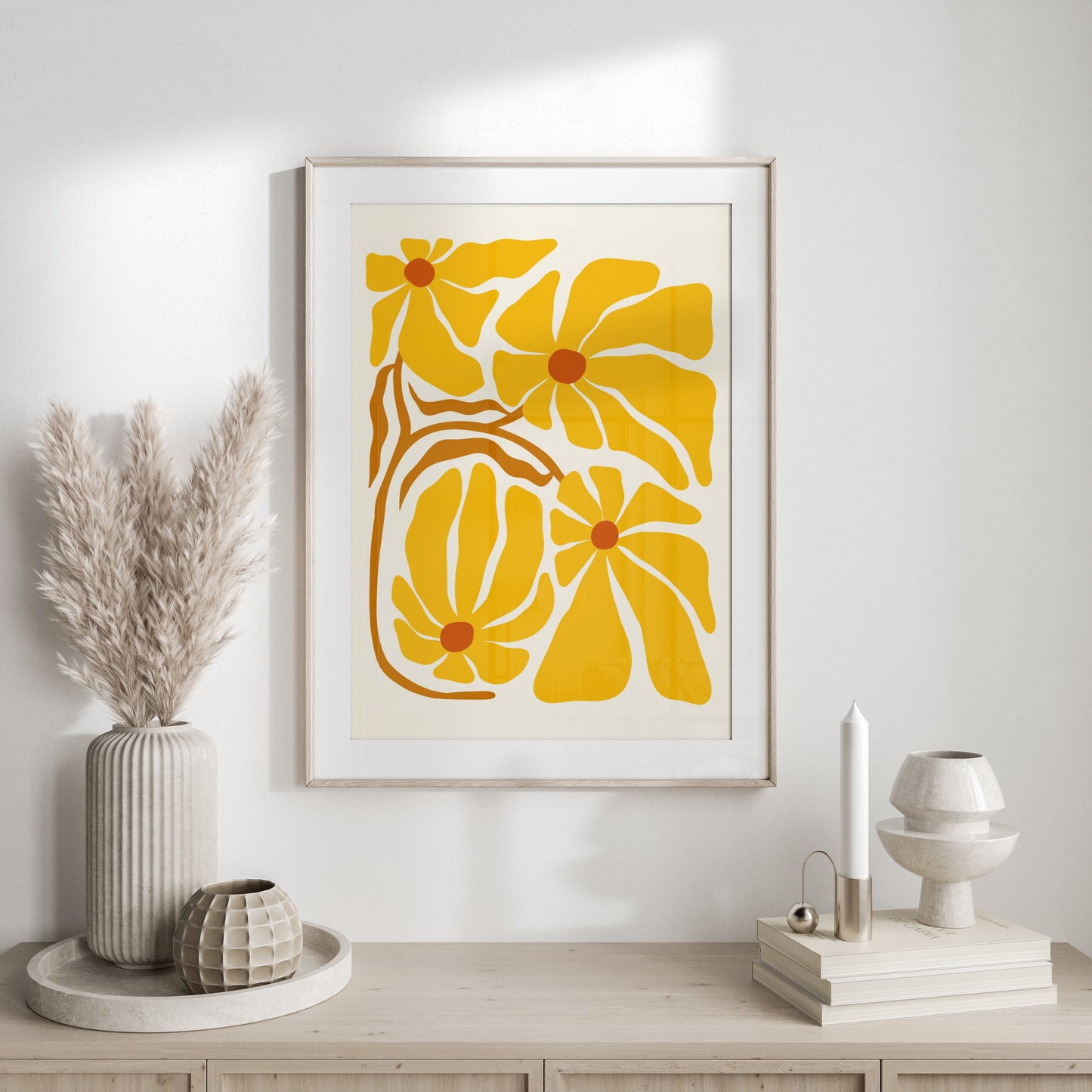 Premium Poster of Abstract Yellow Floral Artistic Wall Decor Posters