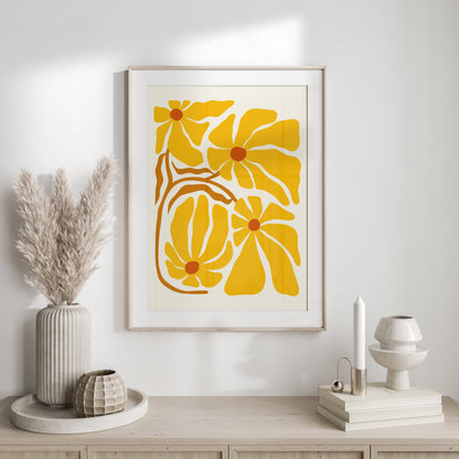 Premium Poster of Abstract Yellow Floral Artistic Wall Decor Posters