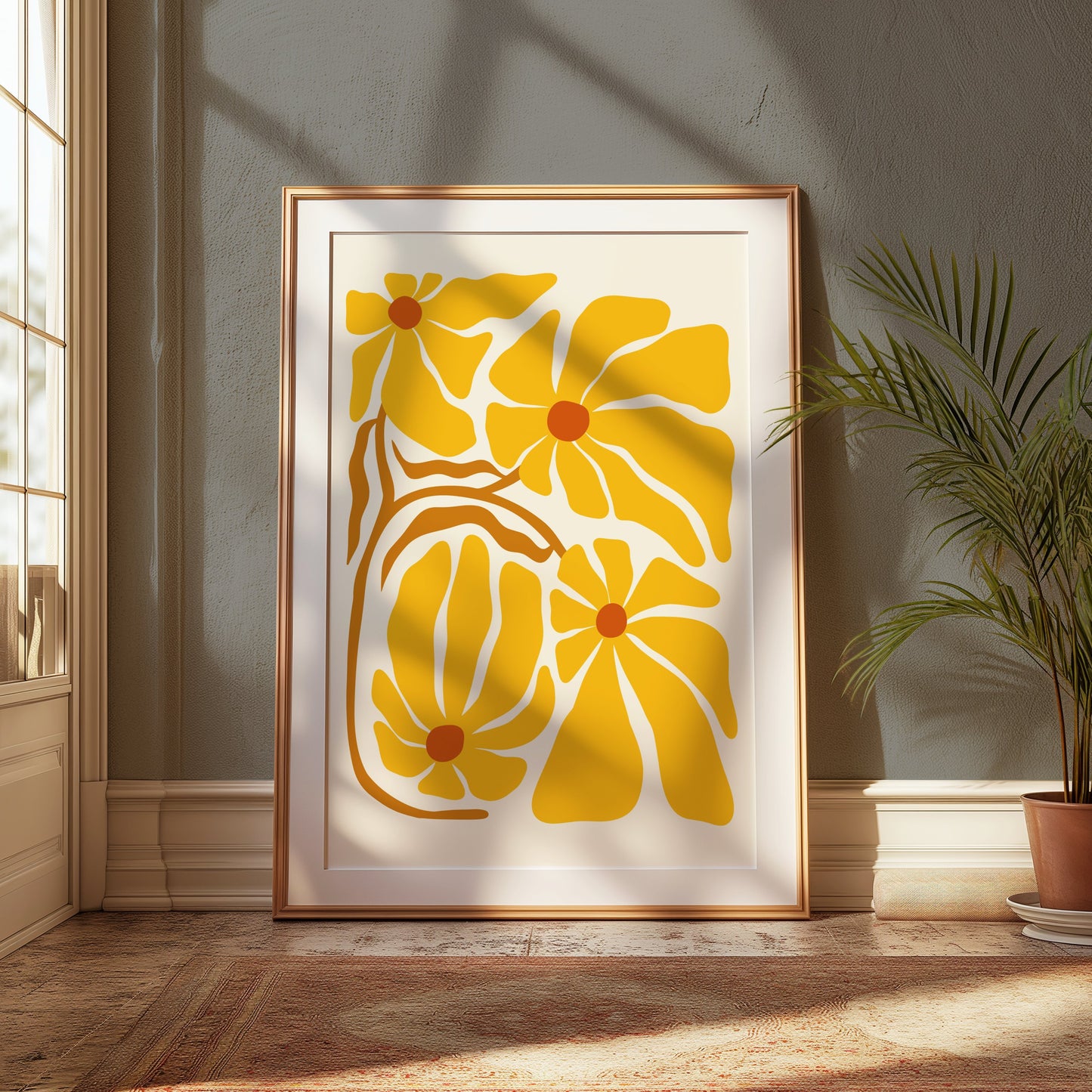 Premium Poster of Abstract Yellow Floral Artistic Wall Decor Posters