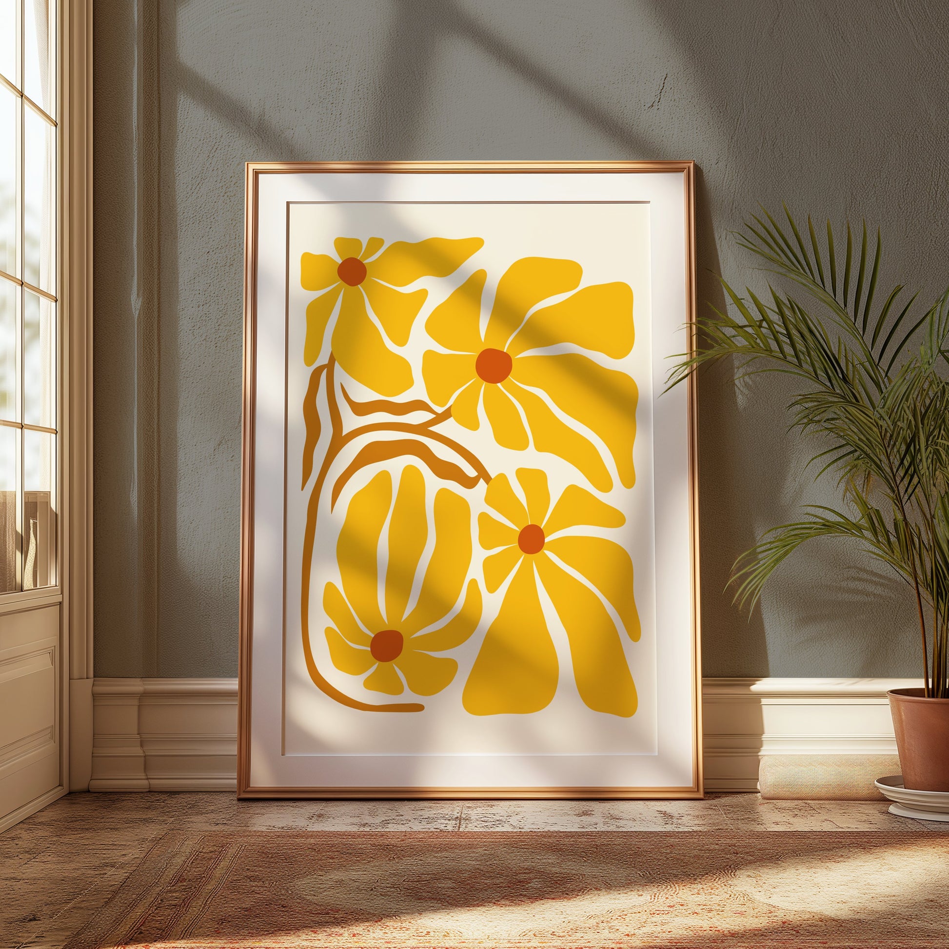 Premium Poster of Abstract Yellow Floral Artistic Wall Decor Posters