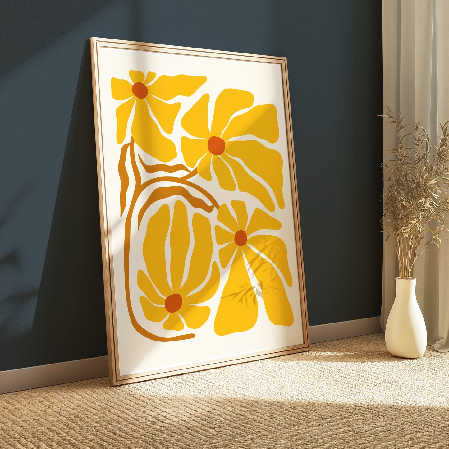 Premium Poster of Abstract Yellow Floral Artistic Wall Decor Posters