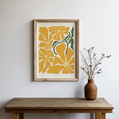 Premium Poster of Abstract Yellow Floral Pattern Art Decorative Posters
