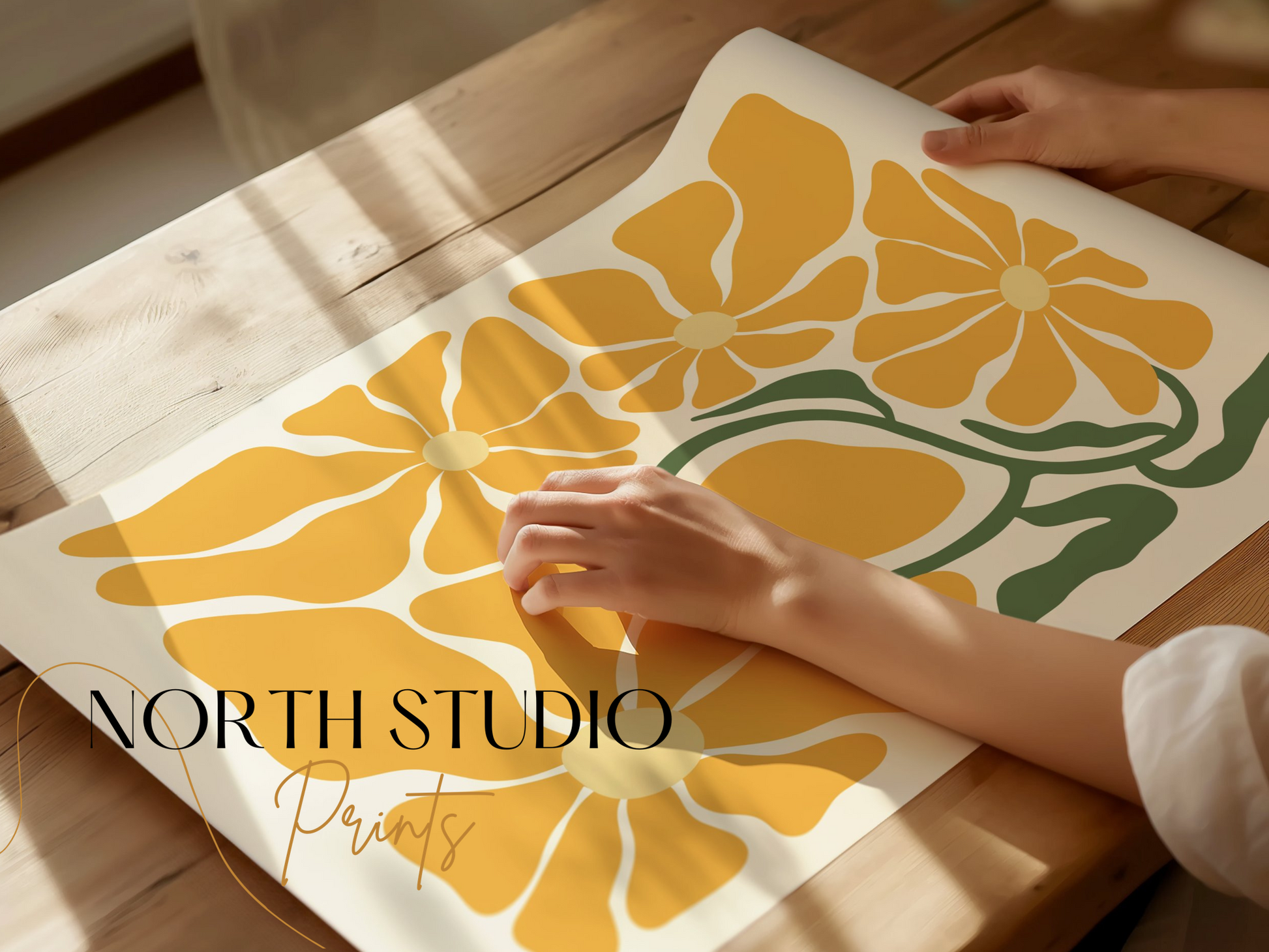 Premium Poster of Abstract Yellow Floral Pattern Art Decorative Posters