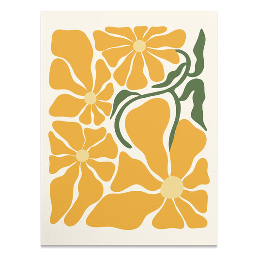 Premium Poster of Abstract Yellow Floral Pattern Art Decorative Posters