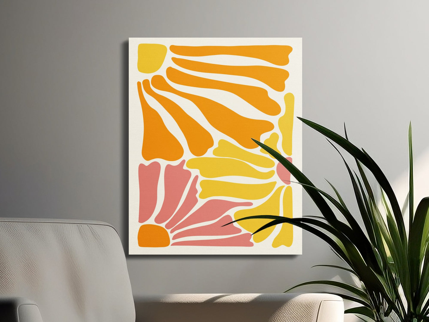 Premium Poster of Abstract Yellow Orange Pink Floral Wall Art Canvas Wraps