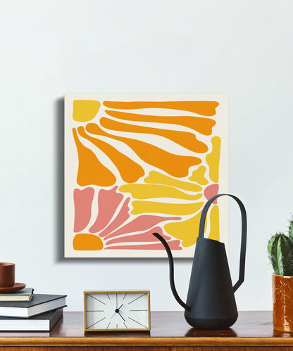 Premium Poster of Abstract Yellow Orange Pink Floral Wall Art Canvas Wraps