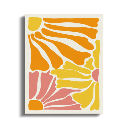 Premium Poster of Abstract Yellow Orange Pink Floral Wall Art Canvas Wraps