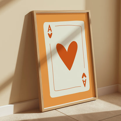 Premium Poster of Ace of Hearts Illustrated Card Design Posters
