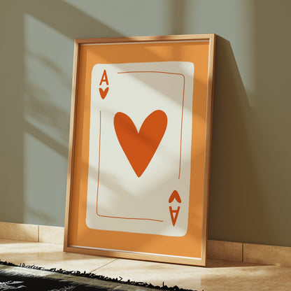 Premium Poster of Ace of Hearts Illustrated Card Design Posters