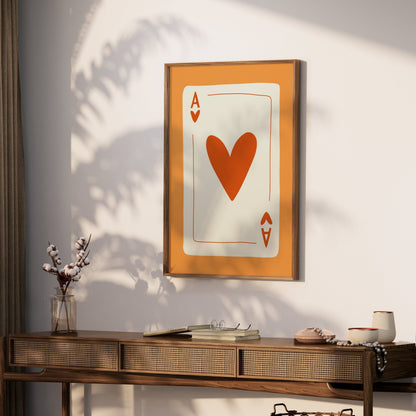 Premium Poster of Ace of Hearts Illustrated Card Design Posters