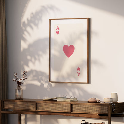 Premium Poster of Ace of Hearts Minimalist Playing Card Art Posters
