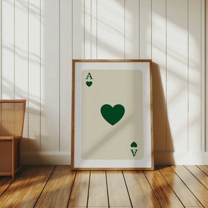 Premium Poster of Ace of Hearts Playing Card Art Print Posters