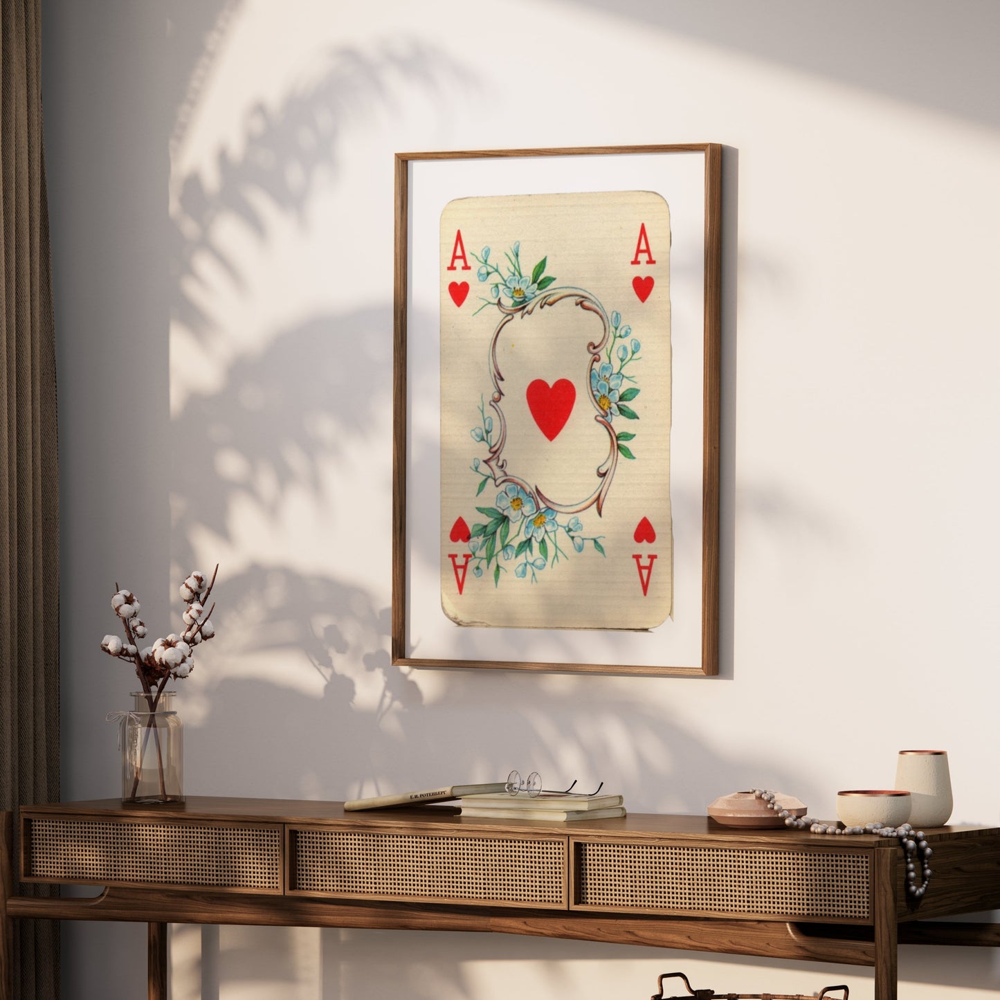 Premium Poster of Ace of Hearts Playing Card with Floral Design Posters