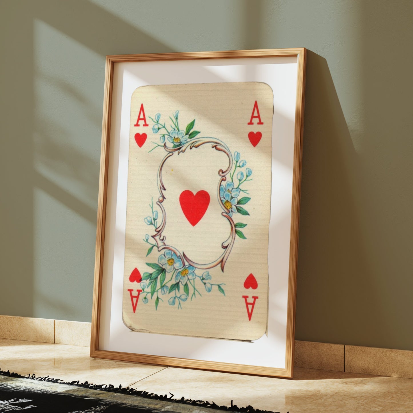 Premium Poster of Ace of Hearts Playing Card with Floral Design Posters
