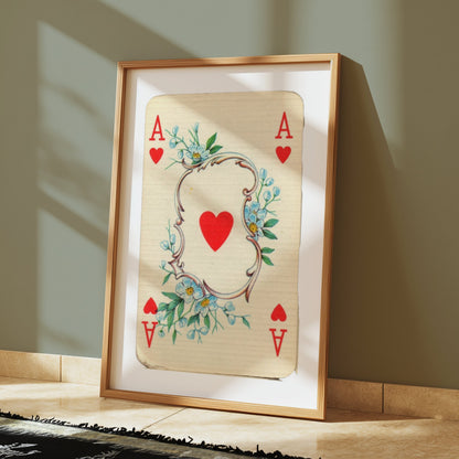 Premium Poster of Ace of Hearts Playing Card with Floral Design Posters