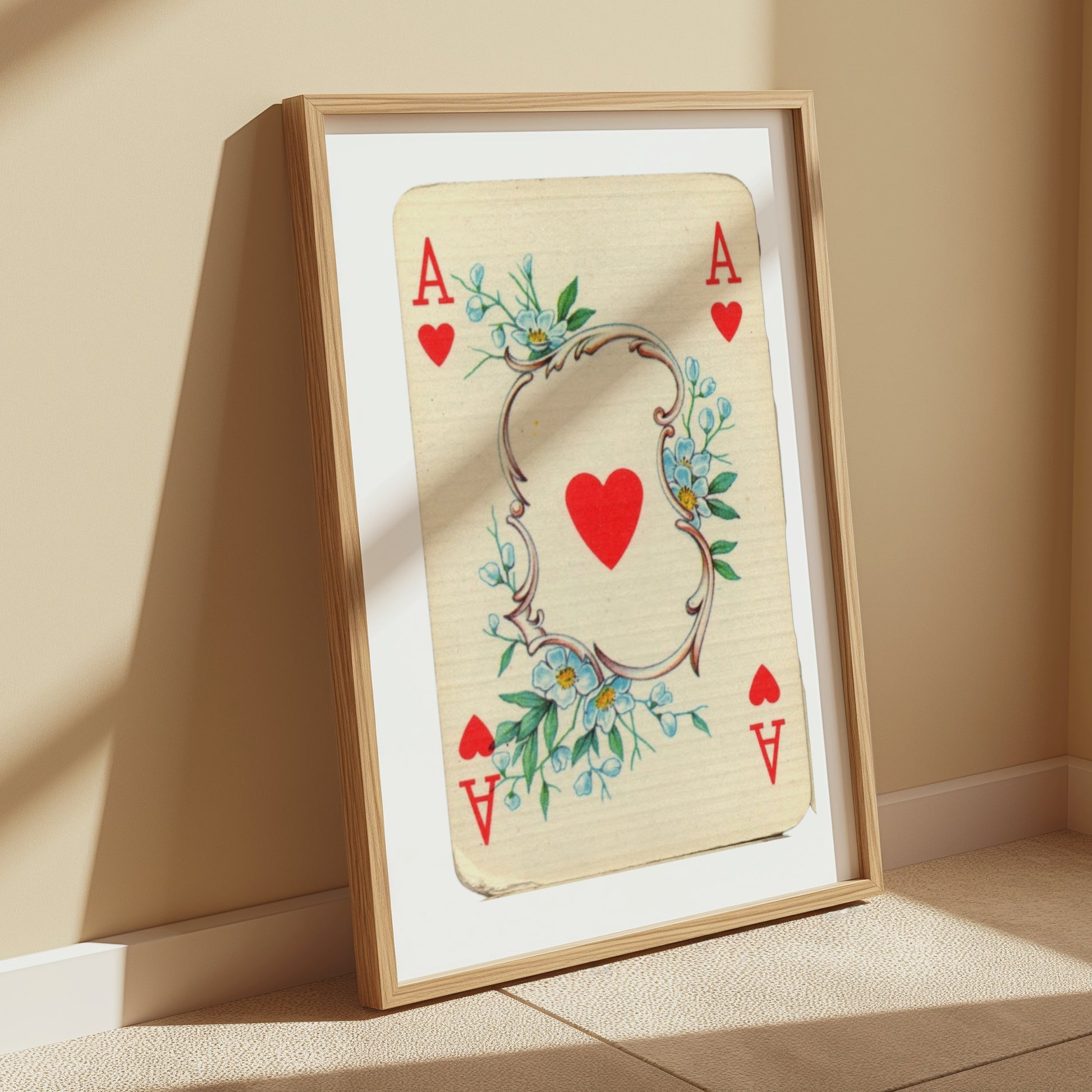 Premium Poster of Ace of Hearts Playing Card with Floral Design Posters