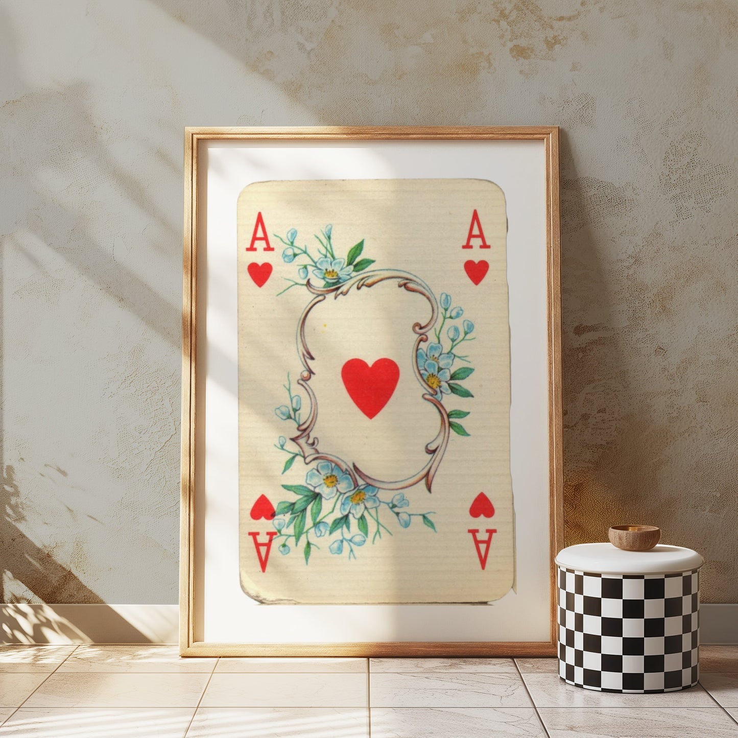 Premium Poster of Ace of Hearts Playing Card with Floral Design Posters