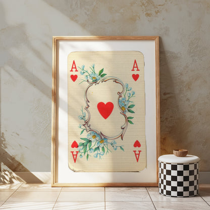 Premium Poster of Ace of Hearts Playing Card with Floral Design Posters
