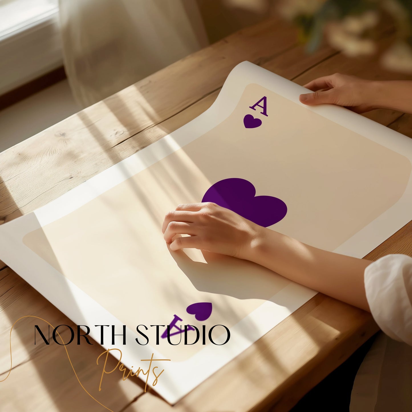 Premium Poster of Ace of Hearts Purple Design Playing Card Art Posters
