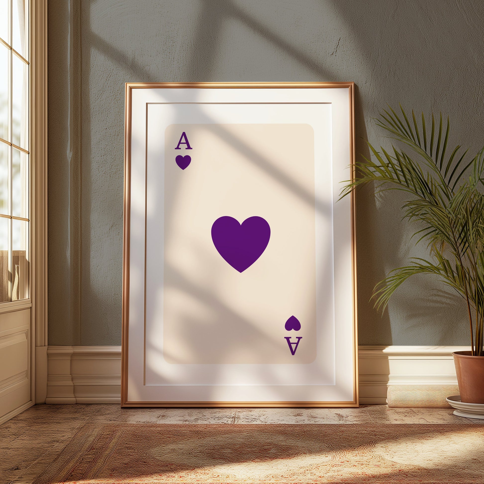 Premium Poster of Ace of Hearts Purple Design Playing Card Art Posters
