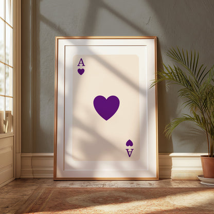 Premium Poster of Ace of Hearts Purple Design Playing Card Art Posters