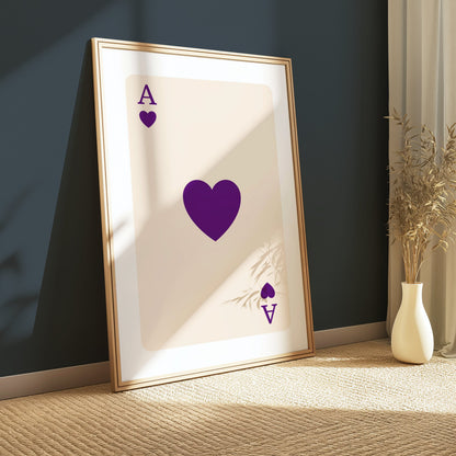Premium Poster of Ace of Hearts Purple Design Playing Card Art Posters