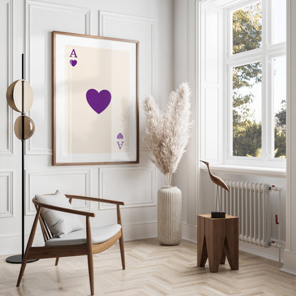 Premium Poster of Ace of Hearts Purple Design Playing Card Art Posters