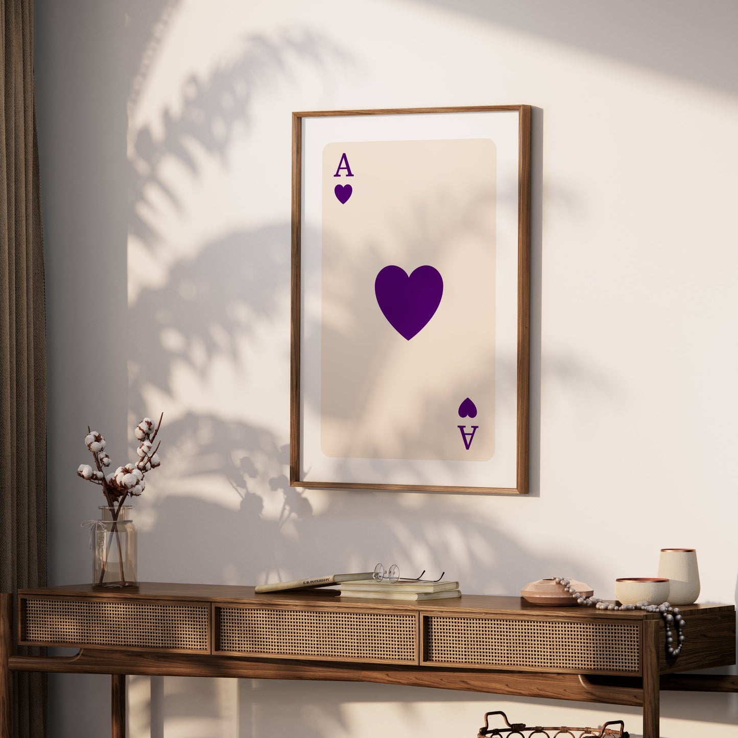 Premium Poster of Ace of Hearts Purple Design Playing Card Art Posters
