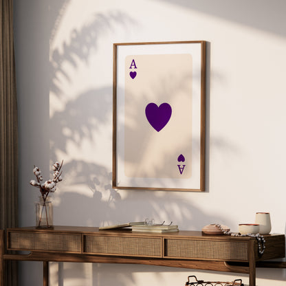 Premium Poster of Ace of Hearts Purple Design Playing Card Art Posters