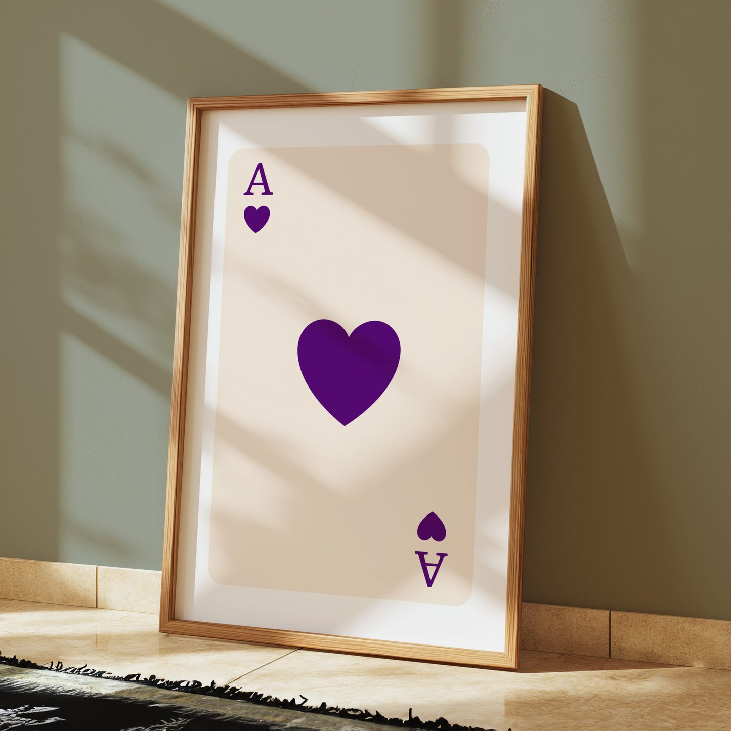 Premium Poster of Ace of Hearts Purple Design Playing Card Art Posters