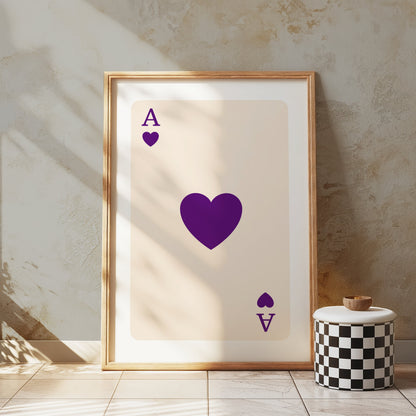 Premium Poster of Ace of Hearts Purple Design Playing Card Art Posters