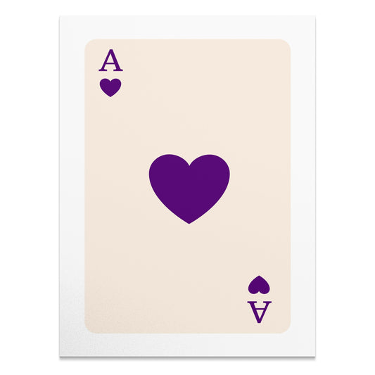Premium Poster of Ace of Hearts Purple Design Playing Card Art Posters