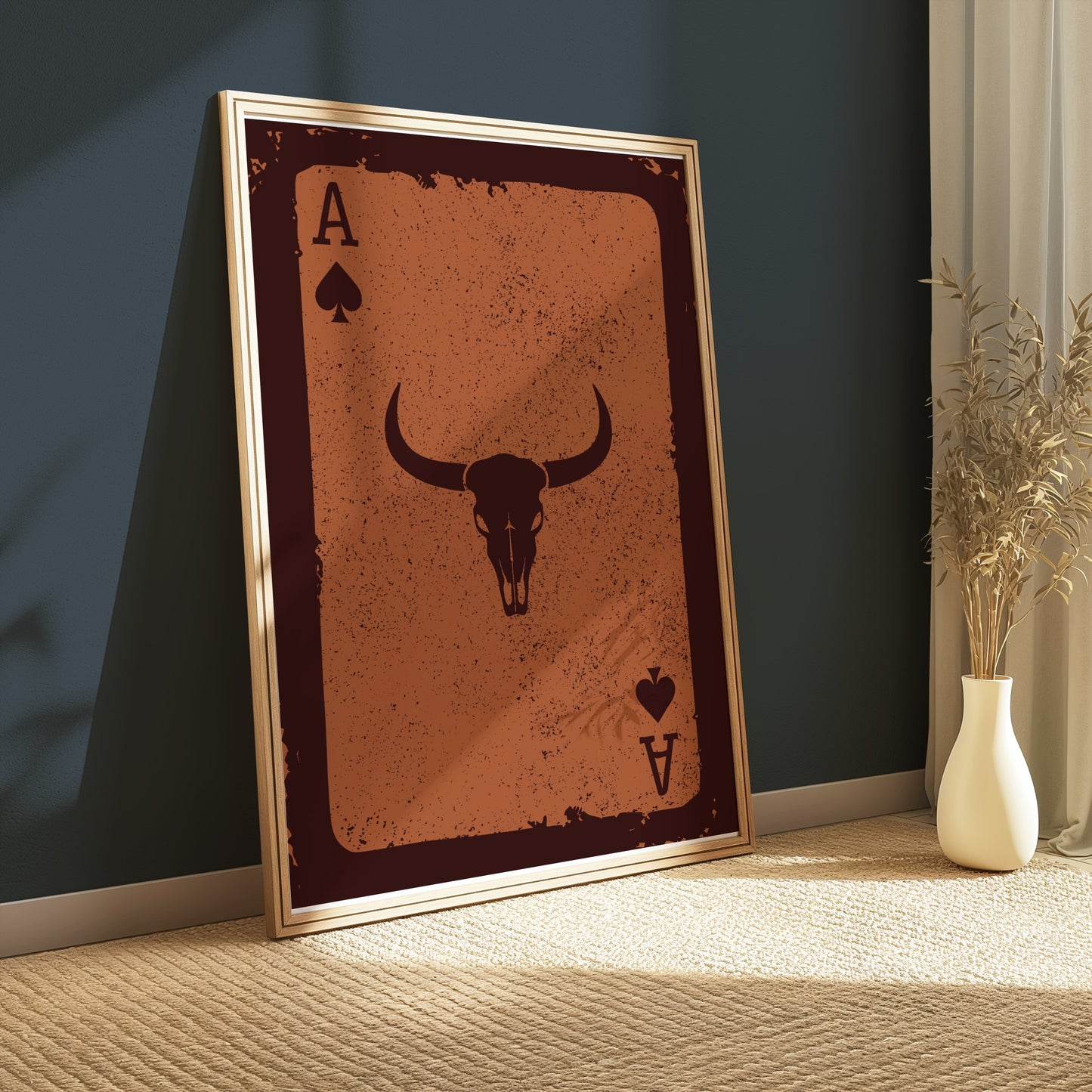 Premium Poster of Ace of Spades Bull Skull Vintage Western Art Posters