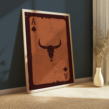 Premium Poster of Ace of Spades Bull Skull Vintage Western Art Posters