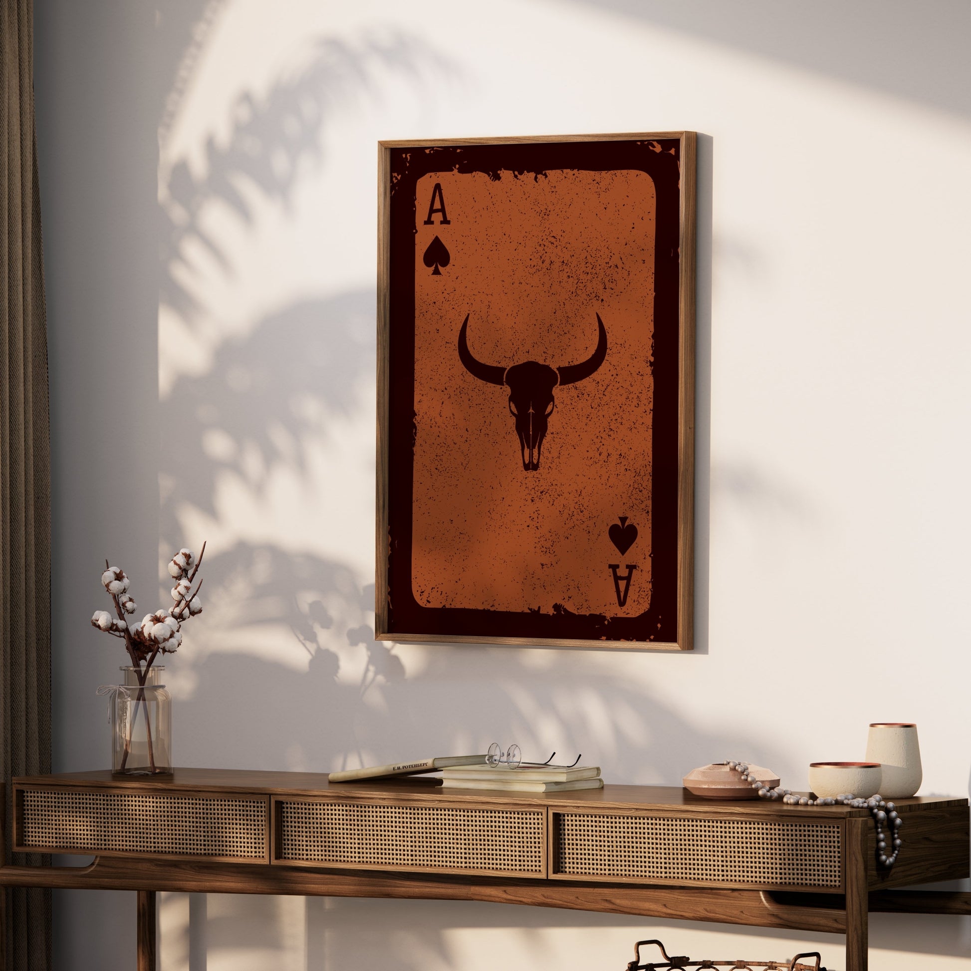 Premium Poster of Ace of Spades Bull Skull Vintage Western Art Posters