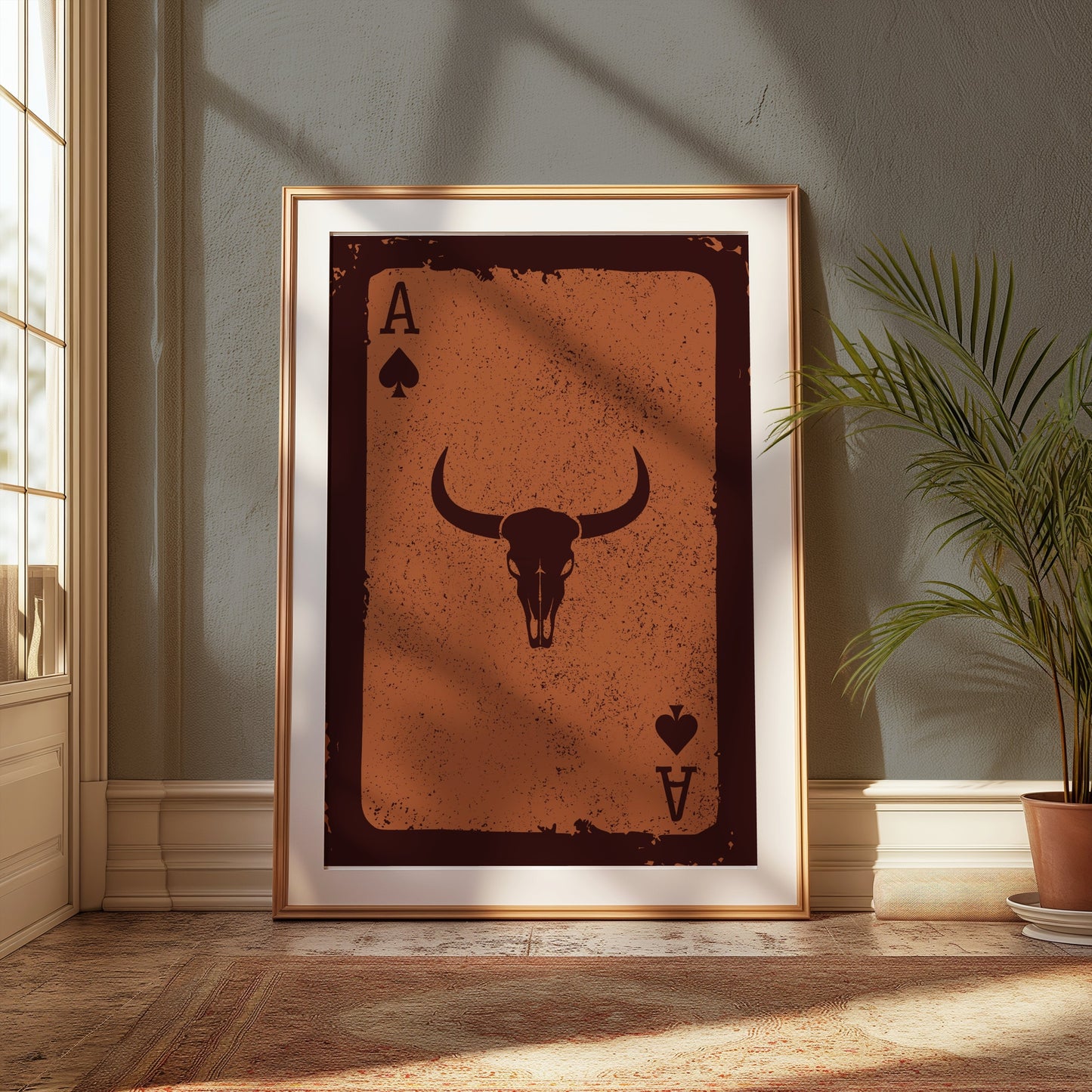 Premium Poster of Ace of Spades Bull Skull Vintage Western Art Posters