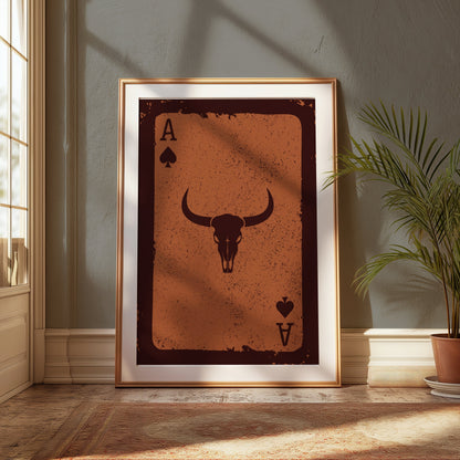 Premium Poster of Ace of Spades Bull Skull Vintage Western Art Posters