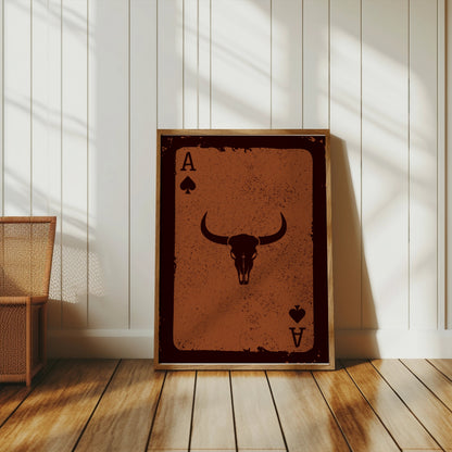 Premium Poster of Ace of Spades Bull Skull Vintage Western Art Posters