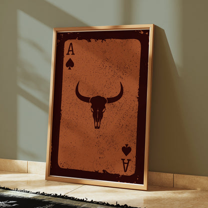 Premium Poster of Ace of Spades Bull Skull Vintage Western Art Posters